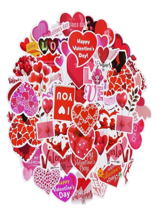 Fengek Valentines Day Stickers - 100 Pcs Heart-Shaped Stickers for Water Bottles & Scrapbook Decor - Image 1